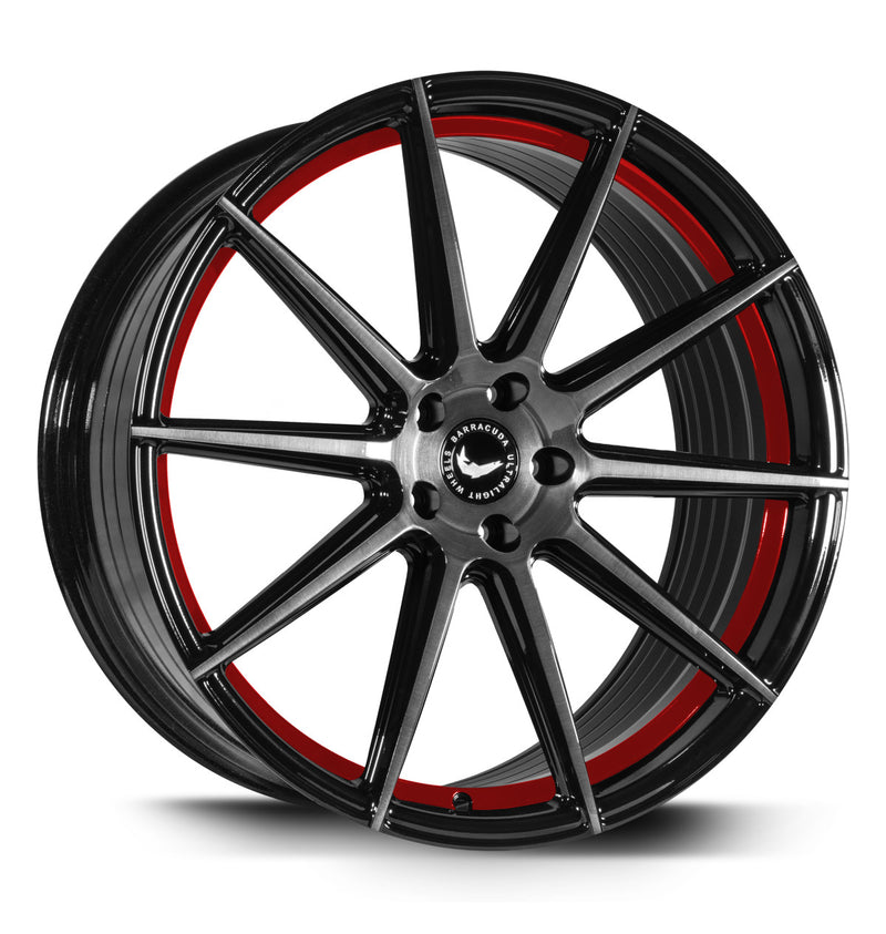 BARRACUDA PROJECT 2.0 Higloss-Black brushed Surface/undercut Colour trim rot Felge 9x21 - 21 Zoll 5x112 Lochkreis