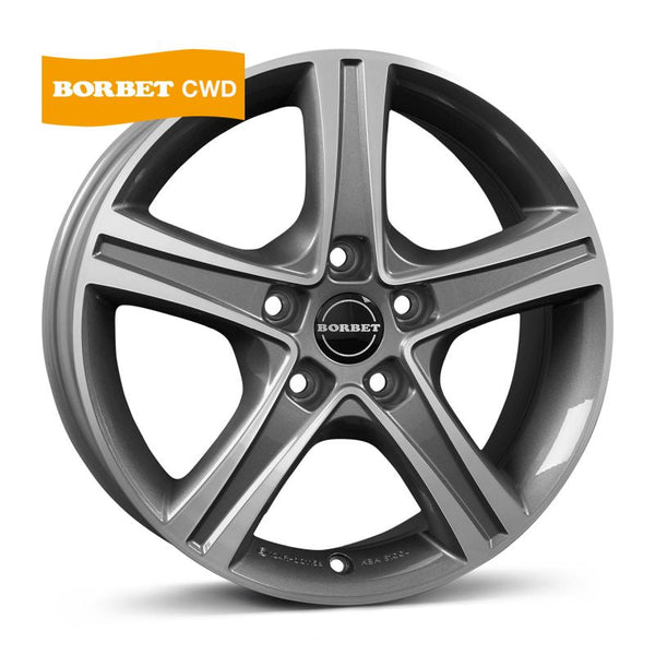 Borbet CWD mistral anthracite glossy polished Felge 7x17 Zoll 5x108 Lochkreis - Beast Performance Fahrzeugtechnik OHG