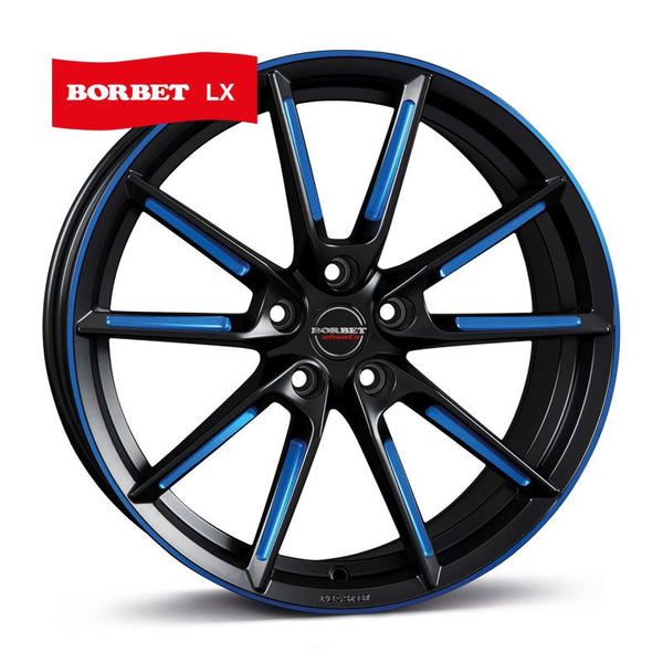 Borbet LX black matt spoke rim blue polished Felge 8,5x20 Zoll 5x112 Lochkreis - Beast Performance Fahrzeugtechnik OHG