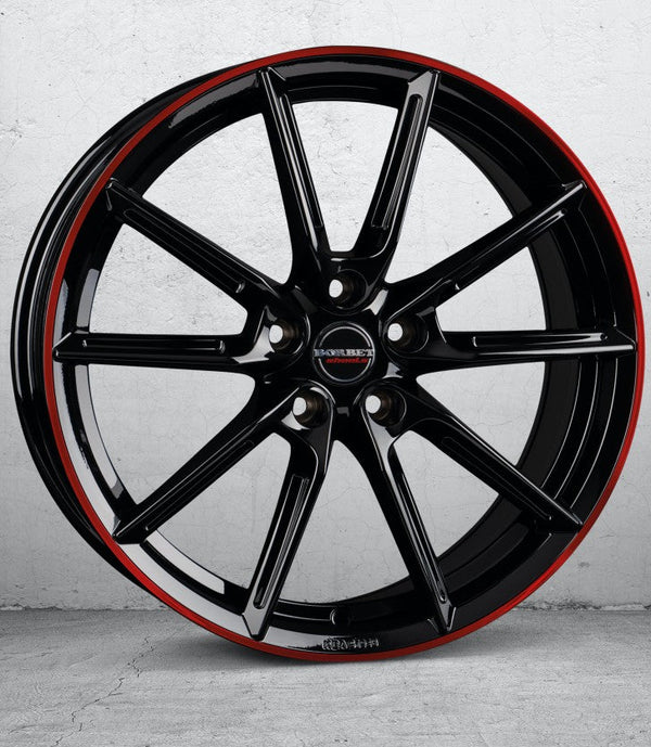 Borbet LX18 black glossy rim red Felge 8x18 Zoll 5x108 Lochkreis - Beast Performance Fahrzeugtechnik OHG