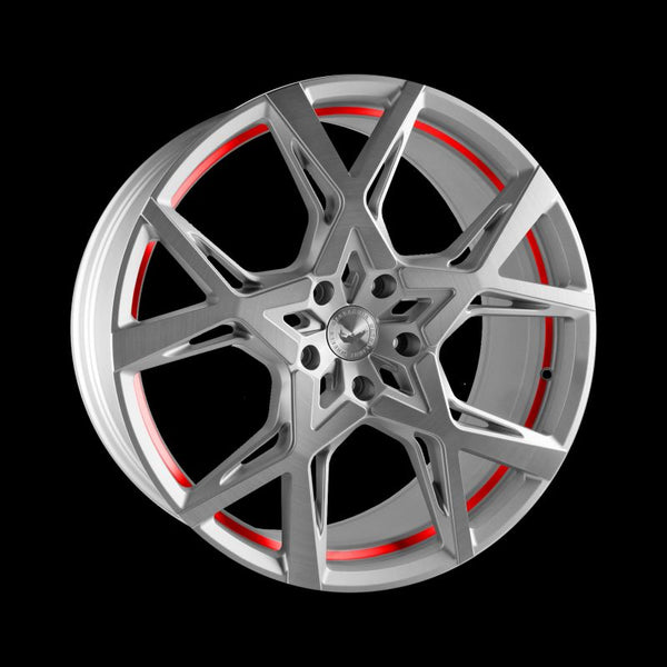 BARRACUDA PROJECT X Silver-brushed-Surface undercut Trimline red Felge 10x22 - 22 Zoll 5x112 Lochkreis - Beast Performance Fahrzeugtechnik OHG