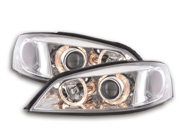 Headlight set Angel Eyes Opel Astra G 98-03 chrome