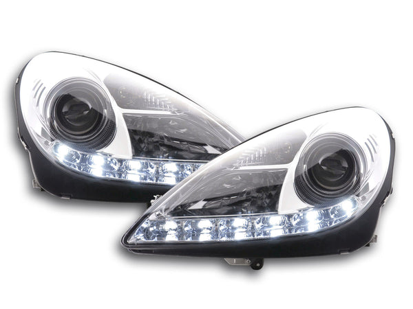 Headlight set xenon daylight LED daytime running light Mercedes SLK R171 chrome