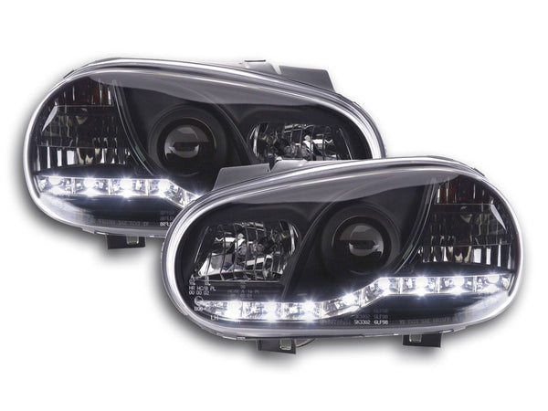 Headlight set Daylight LED TFL look VW Golf 4 Type 1J 98-03 black
