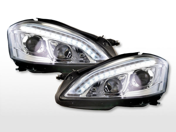 Headlight set xenon daylight LED TFL look Mercedes-Benz S-Class (221) 05-09 chrome