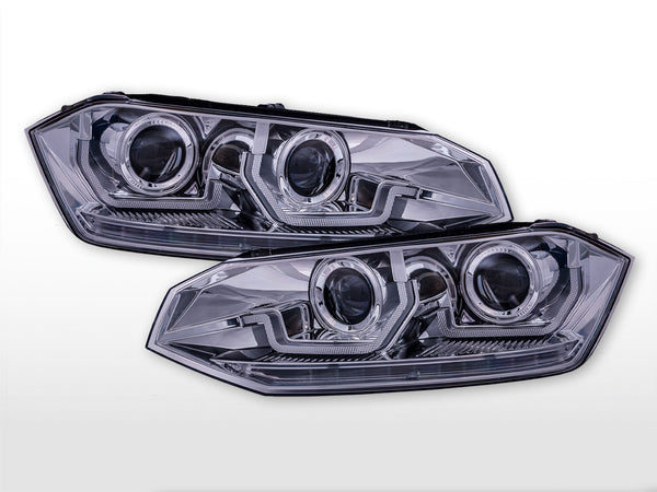 Headlight set LED daytime running lights VW Polo VI type AW year 17-21 chrome